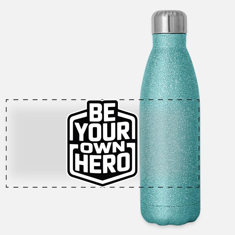 Sei dein eigener Held Panorama Glitzer Isolierflasche 500 ml