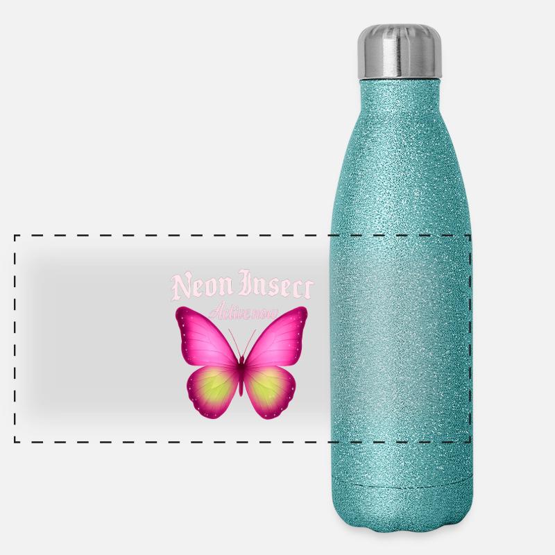 Neon Butterfly Active Now Fans Gift Idea Panoramic Glitter Thermal Bottle 500 ml