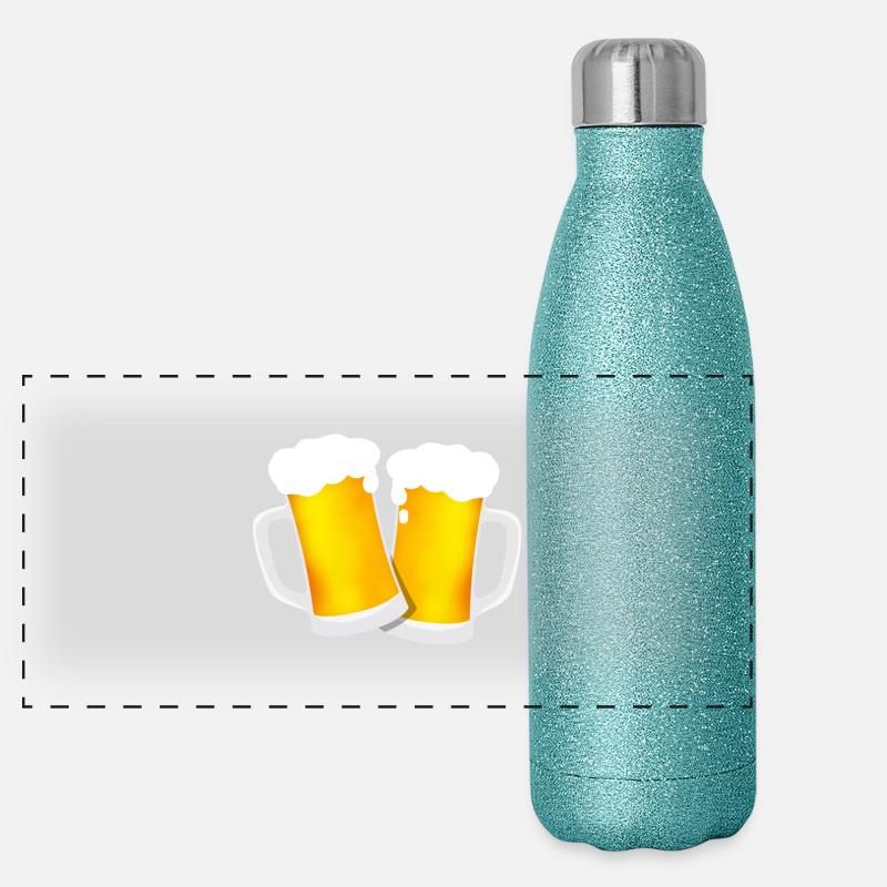 Bier Bierkrug Bierglas Biere Prost Krug Maß JGA Panorama Glitzer Isolierflasche 500 ml