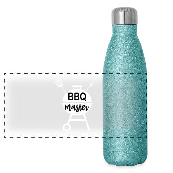 BBQ master- Grill Master Gifts - Gourde isotherme panoramique pailletée 500 ml - paillettes bleues - Devant