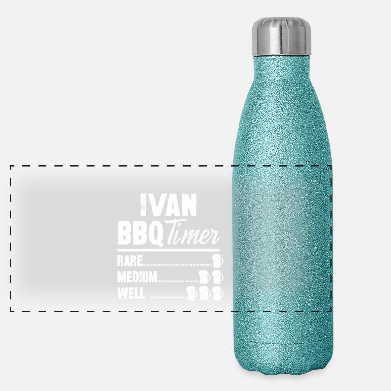 ivan bbq timer- Grill Geschenke Bier Tshirt Panorama Glitzer Isolierflasche 500 ml