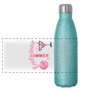 L’été sans fin avec des cocktails et une touche disco - Gourde isotherme panoramique pailletée 500 ml - paillettes bleues - Devant