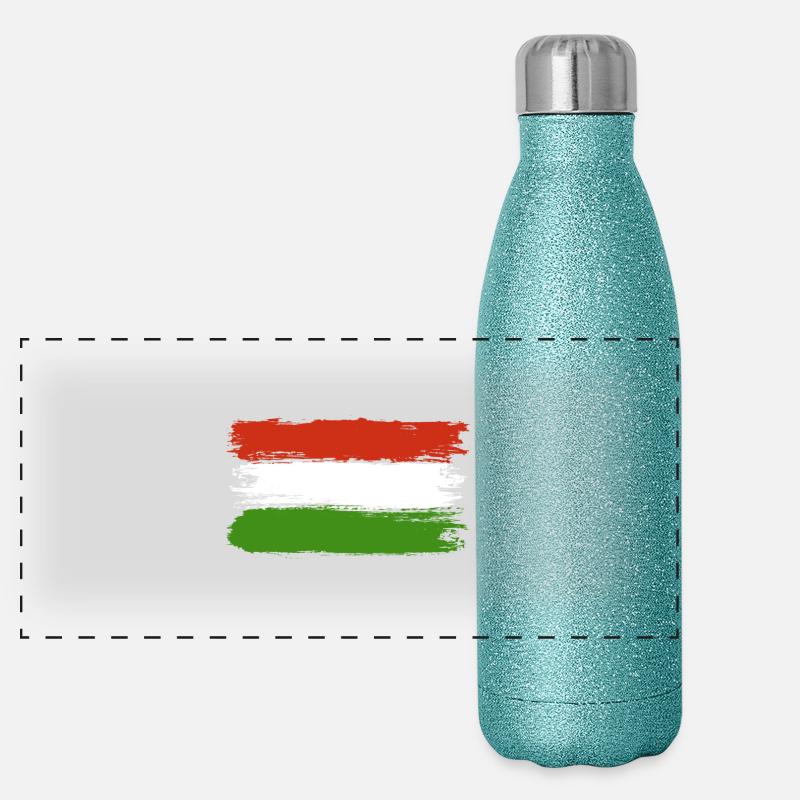 Pinselstriche der ungarischen Flagge Panorama Glitzer Isolierflasche 500 ml