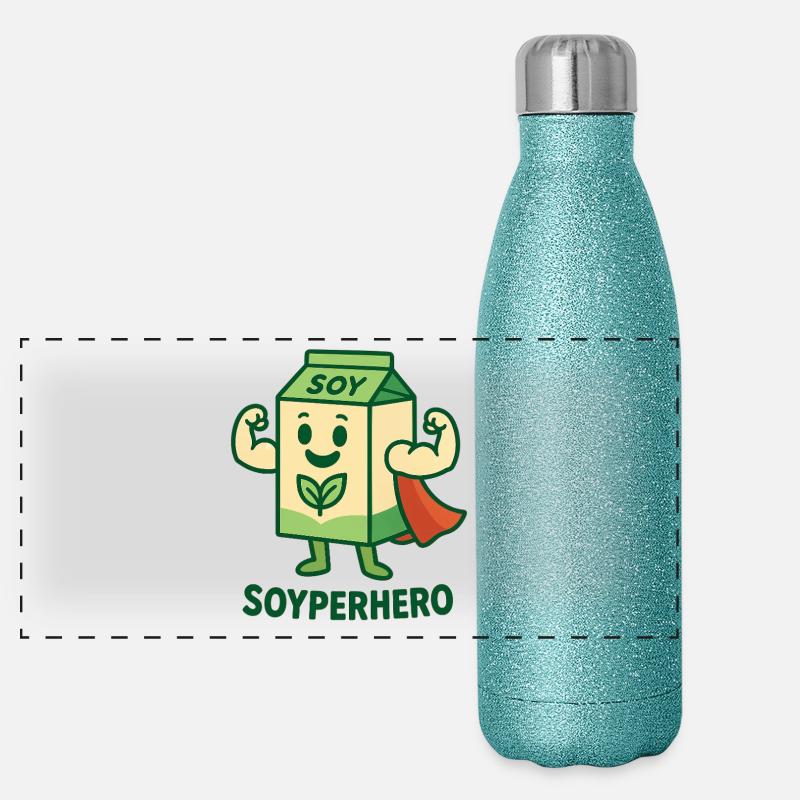 Der mächtige Soyperhero Panorama Glitzer Isolierflasche 500 ml