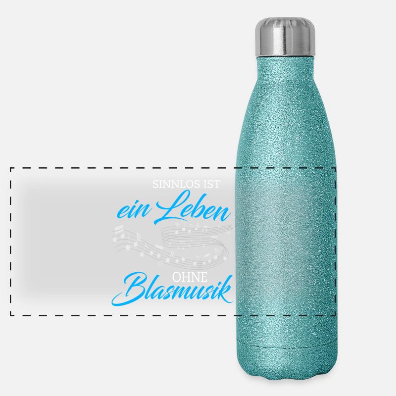 Blasmusik sinnlos ist ein Leben - Geschenk Panorama Glitzer Isolierflasche 500 ml