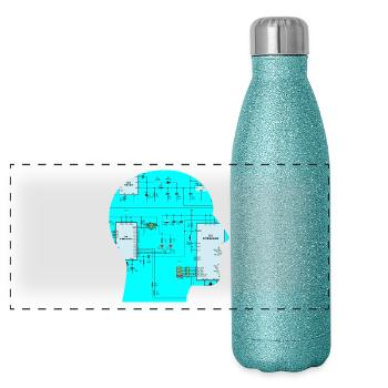 Electrical engineering circuit - Panoramic Glitter Thermal Bottle 500 ml - blue glitter - Front