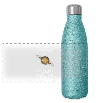 Saturn - Panoramic Glitter Thermal Bottle 500 ml - blue glitter - Front