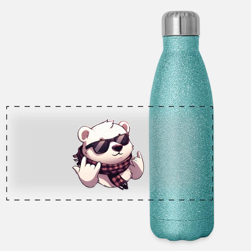 Cooler than your fridge – Polar Bear Edition Panoramic Glitter Thermal Bottle 500 ml