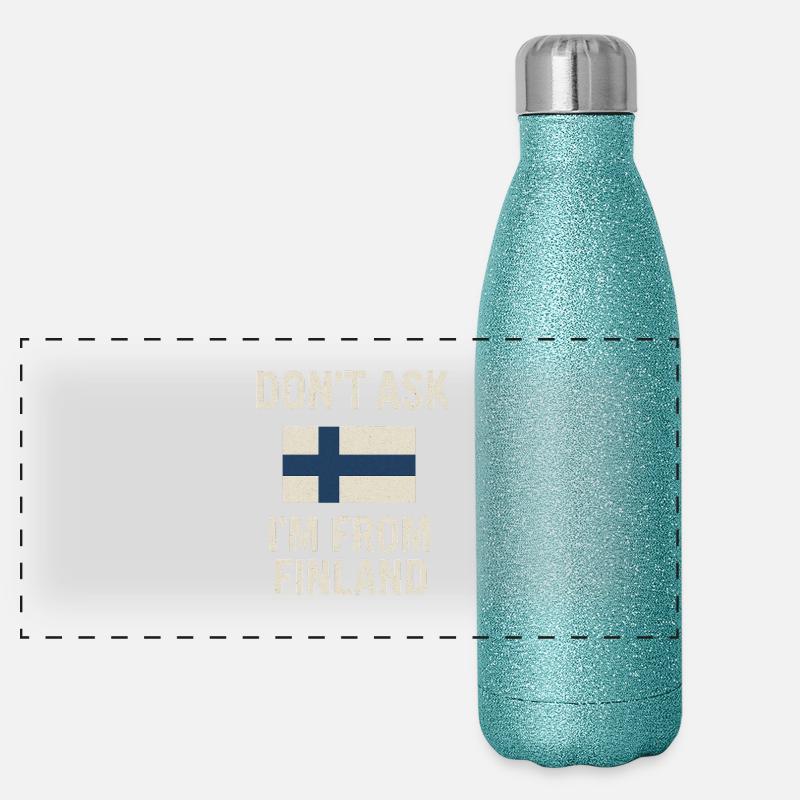 Finnische Flagge. Frag nicht Panorama Glitzer Isolierflasche 500 ml