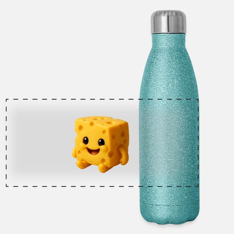 Caractère fromager au visage amical Gourde isotherme panoramique pailletée 500 ml