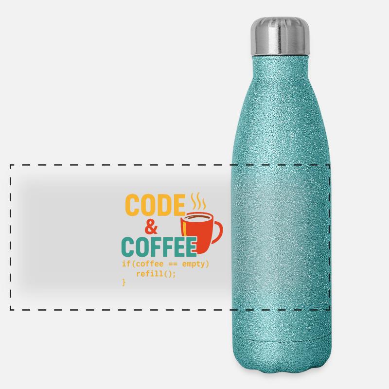 Code and coffee Panorama Glitzer Isolierflasche 500 ml