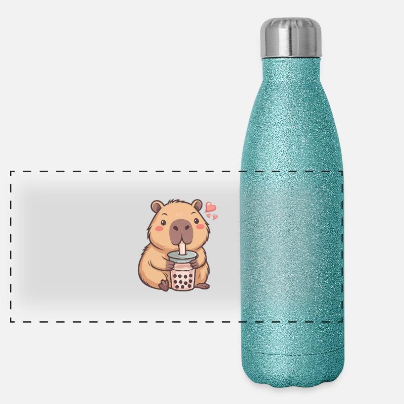 Beaver Bubble Tea Charm Panoramic Glitter Thermal Bottle 500 ml