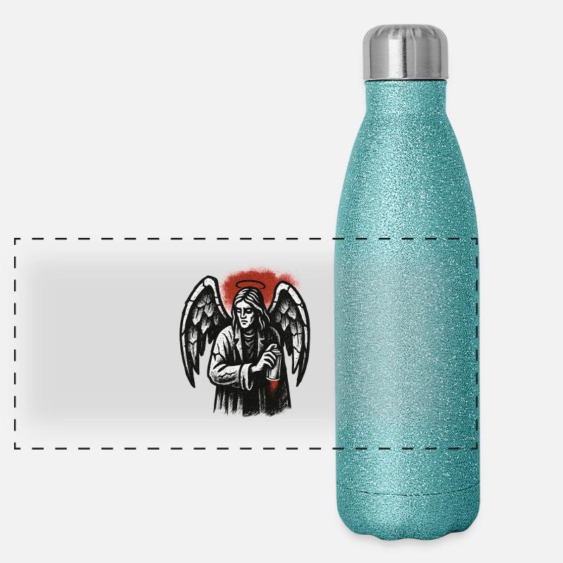 Engel mit der Absicht des Graffitis Panorama Glitzer Isolierflasche 500 ml