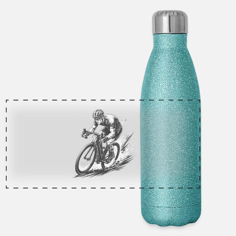 Vélo de route professionnel dans le style Comic Ink Gourde isotherme panoramique pailletée 500 ml