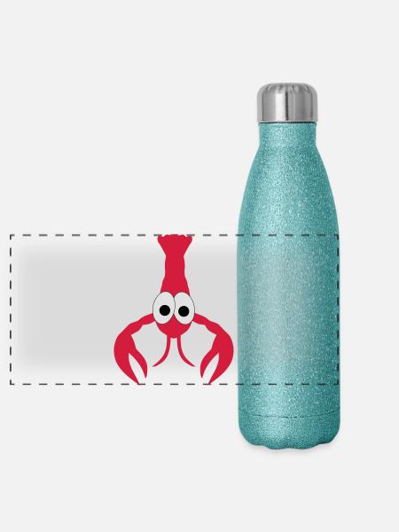 Lobster - Panorama Glitzer Isolierflasche 500 ml - Blau Glitzer
