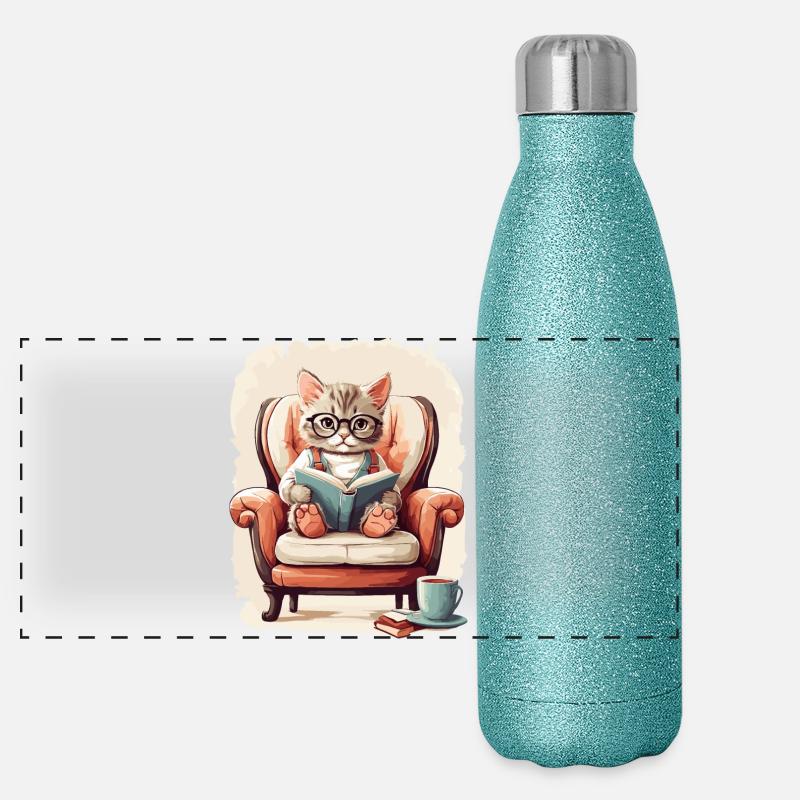 Chat intelligent mignon Gourde isotherme panoramique pailletée 500 ml