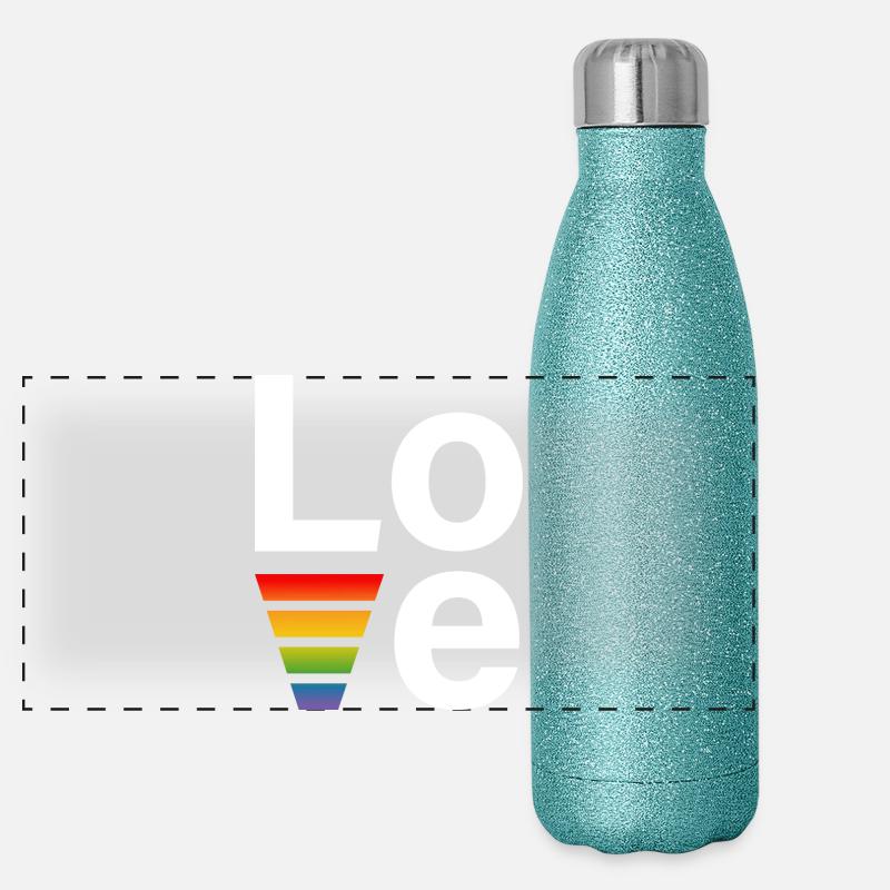LGBT Regenbogen love Shirt white - Panoramic Glitter Thermal Bottle 500 ml - blue glitter