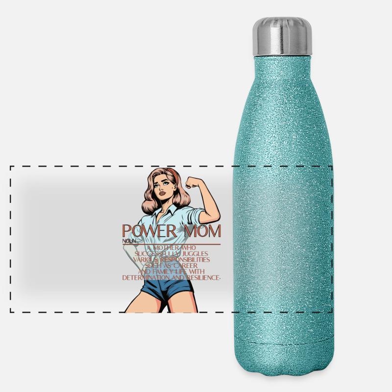 Power Mom – Strong Mom Illustration Panoramic Glitter Thermal Bottle 500 ml