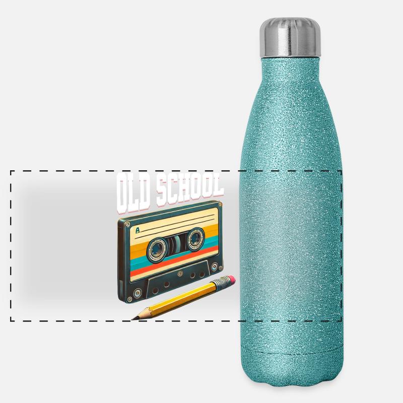 Cassette Old School Cassette Mixtape Gourde isotherme panoramique pailletée 500 ml