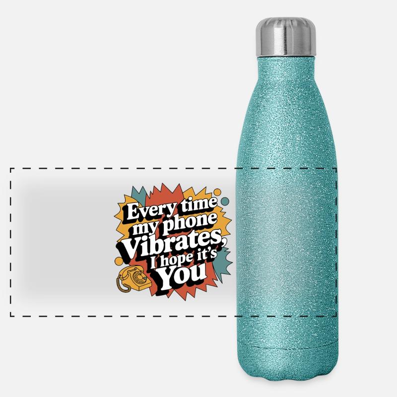 When My Phone Summes – Funny Love & Vibes Panorama Glitzer Isolierflasche 500 ml