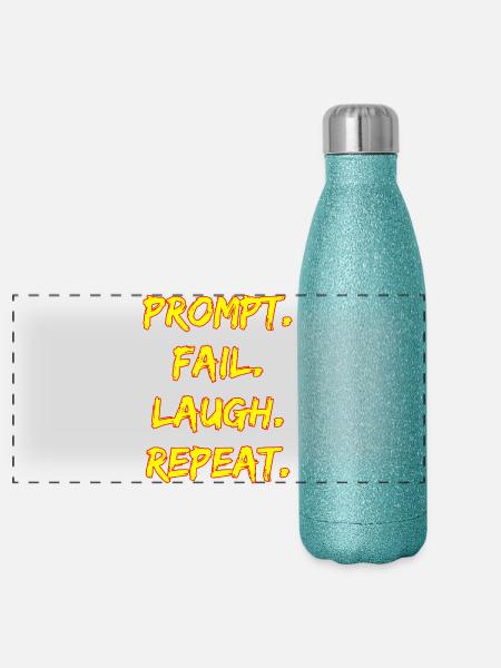PROMPT. FAIL. LAUGH. REPEAT. - Panorama Glitzer Isolierflasche 500 ml - Blau Glitzer
