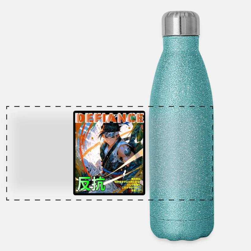 Kampfgeist Samurai Illustration Panorama Glitzer Isolierflasche 500 ml