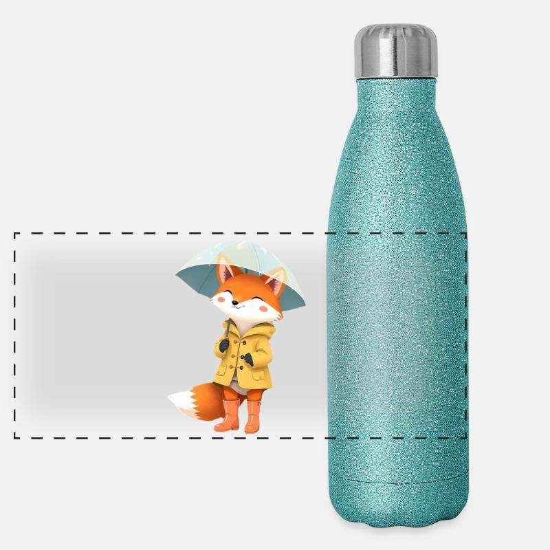 Fox Raincoat Umbrella Panoramic Glitter Thermal Bottle 500 ml