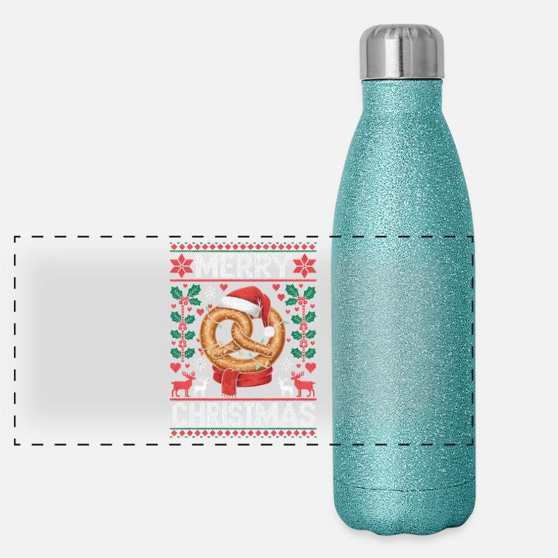 Bretzel Cadeau Noël Drôle Moche Noël Gourde isotherme panoramique pailletée 500 ml