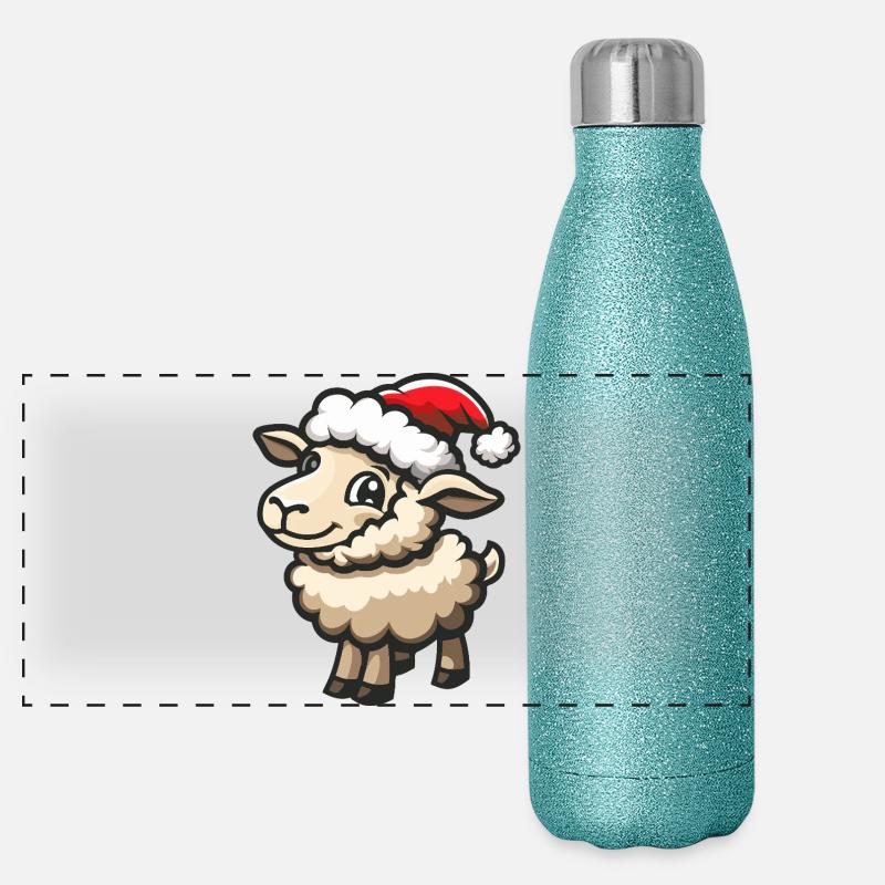 Schaf Weihnachten Panorama Glitzer Isolierflasche 500 ml