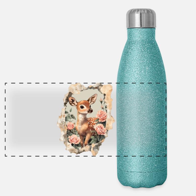 Faon de cerf Gourde isotherme panoramique pailletée 500 ml