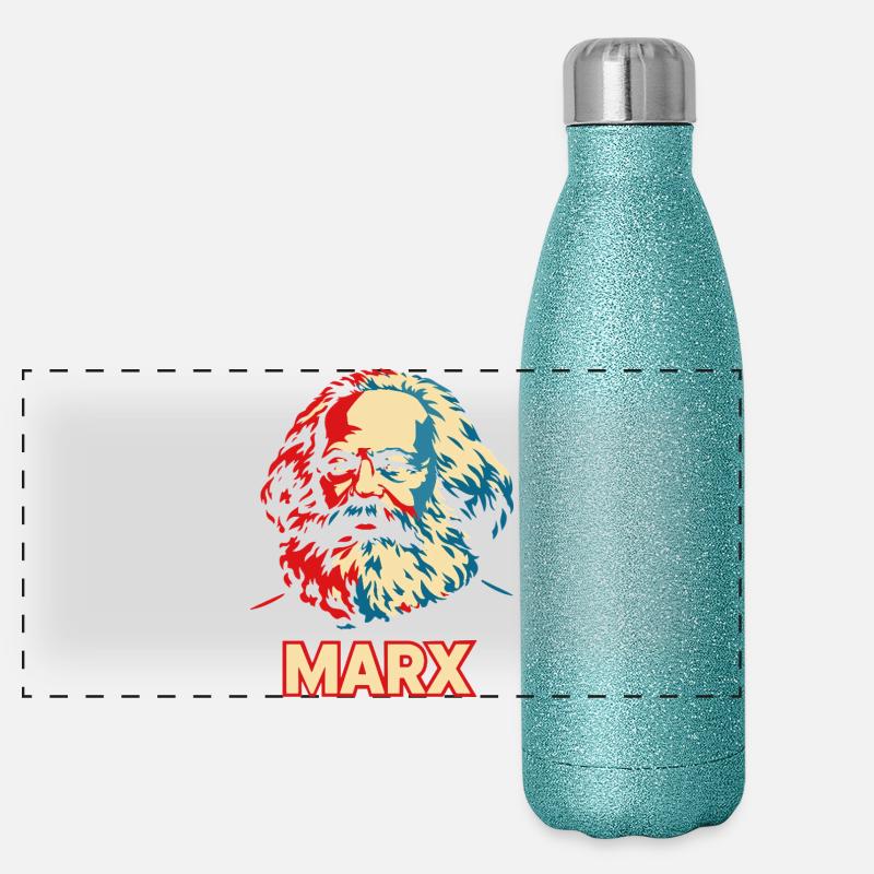 Karl Marx Pop Art Portrait Gourde isotherme panoramique pailletée 500 ml