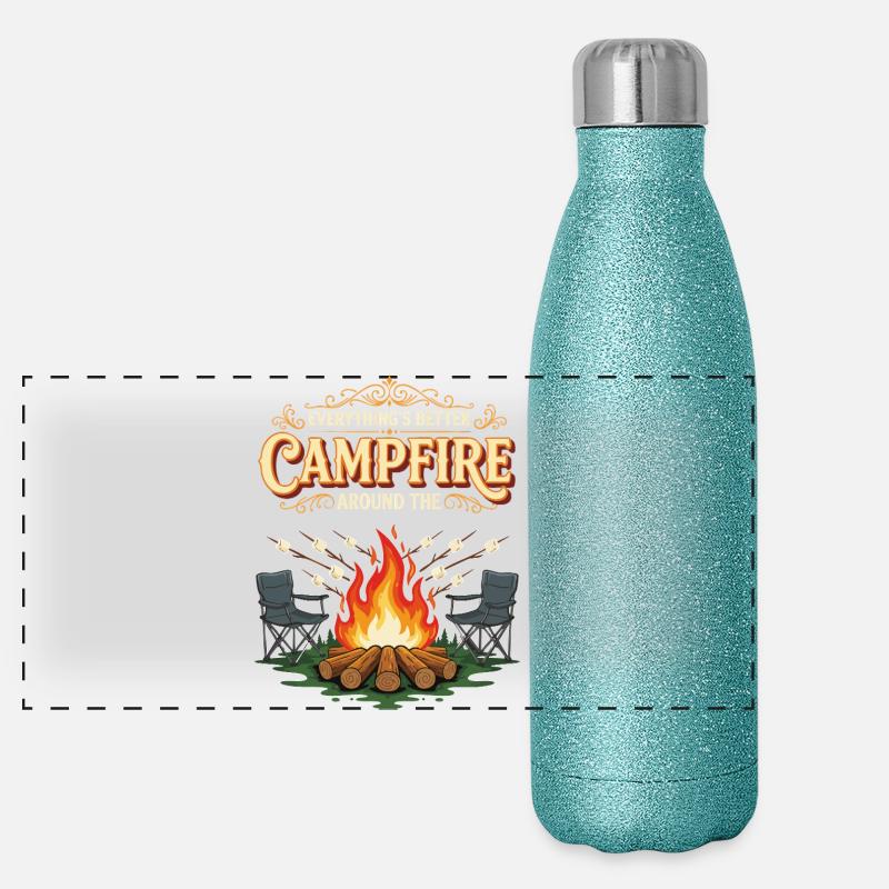 Campfire Marshmallow Everything Better Camping Panoramic Glitter Thermal Bottle 500 ml
