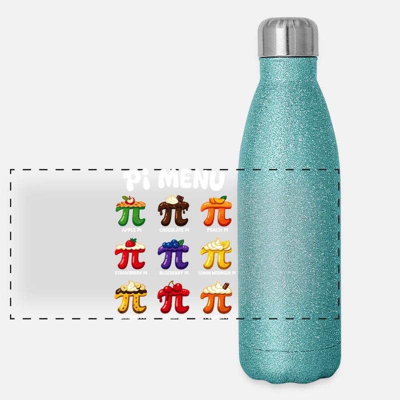 Pi Menu Mathématiques Conception de gâteau Pi Day Gourde isotherme panoramique pailletée 500 ml