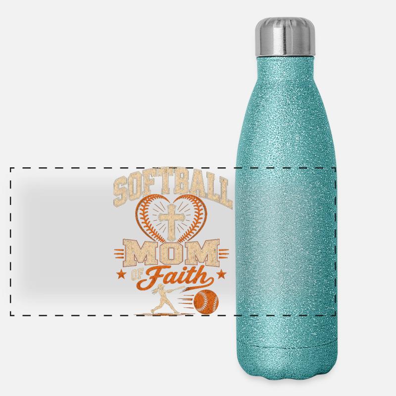 Softball Mama Mit Glauben Philipper 4 13 Panorama Glitzer Isolierflasche 500 ml