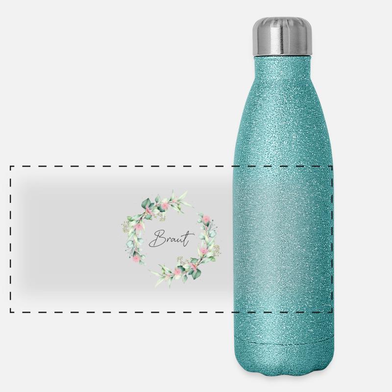Enterrement de vie de garçon de mariage Eucalyptus Bohème Gourde isotherme panoramique pailletée 500 ml