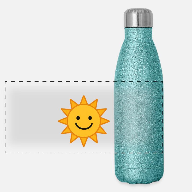 Illustration de soleil souriant Gourde isotherme panoramique pailletée 500 ml