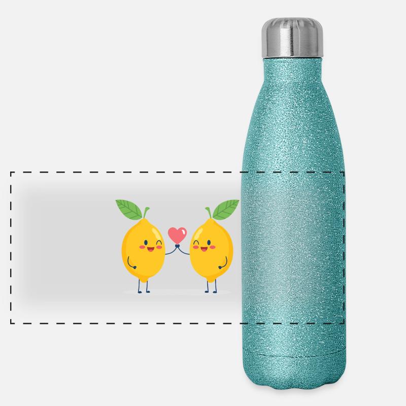 Kuschelige Limonenliebe Panorama Glitzer Isolierflasche 500 ml
