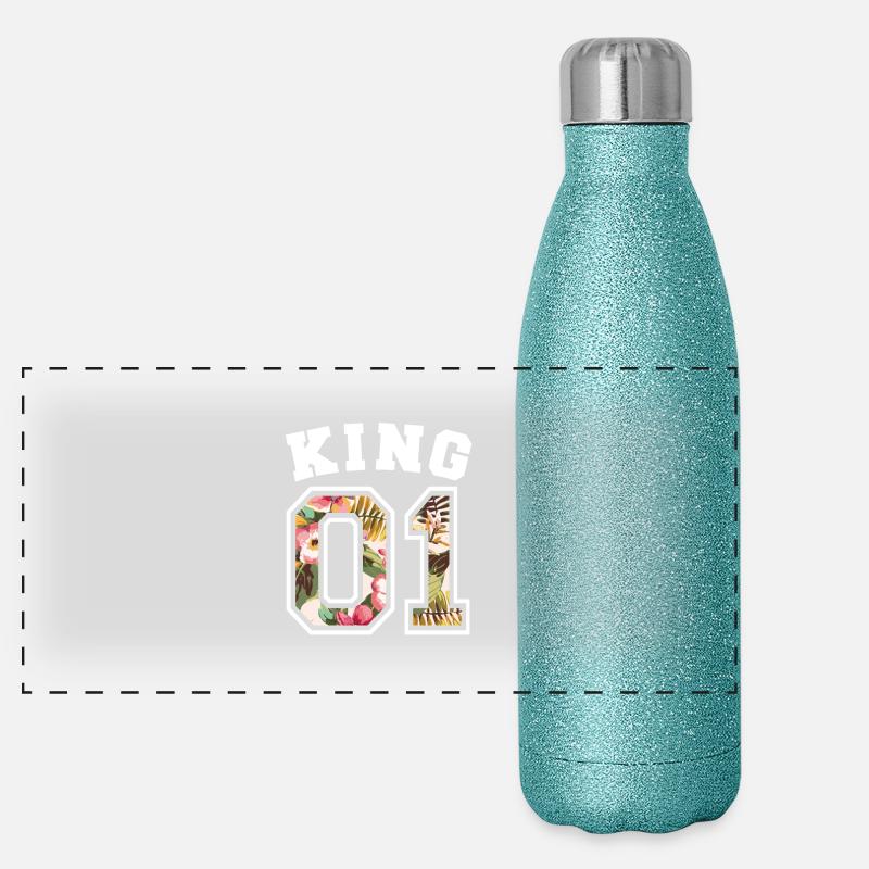 King 01 - Gourde isotherme panoramique pailletée 500 ml - paillettes bleues