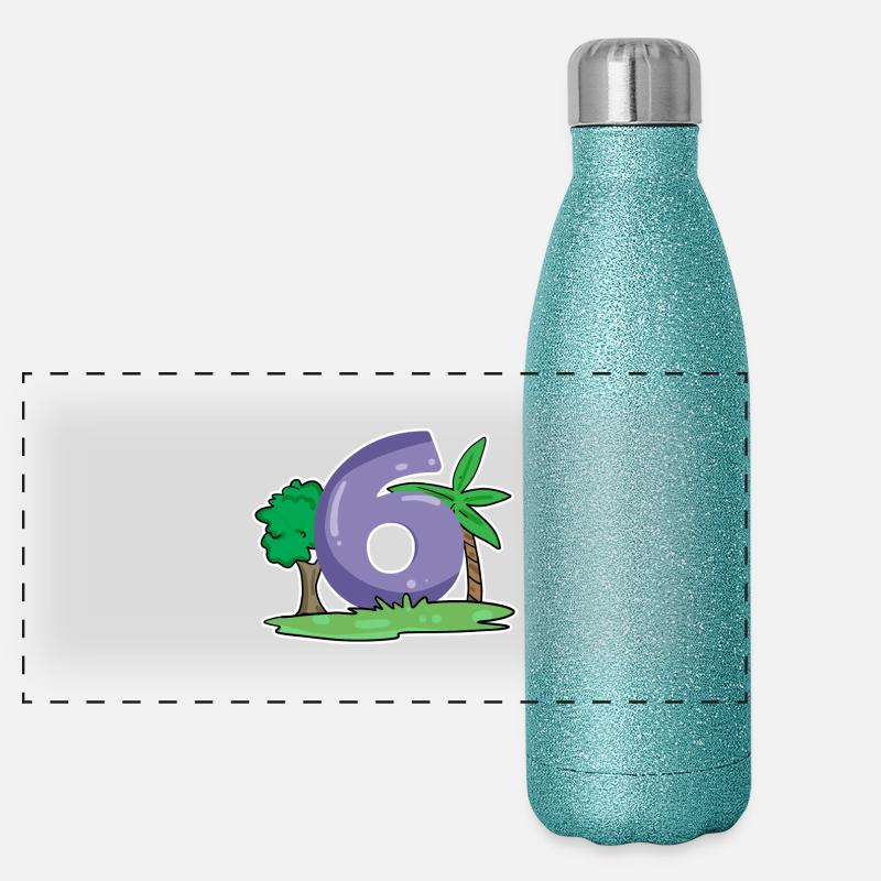 Number 6 Pattern Panoramic Glitter Thermal Bottle 500 ml