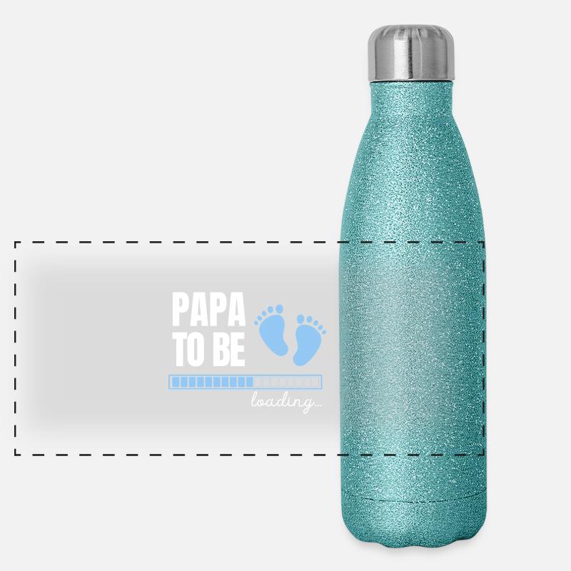 Papa to be - boy Panorama Glitzer Isolierflasche 500 ml