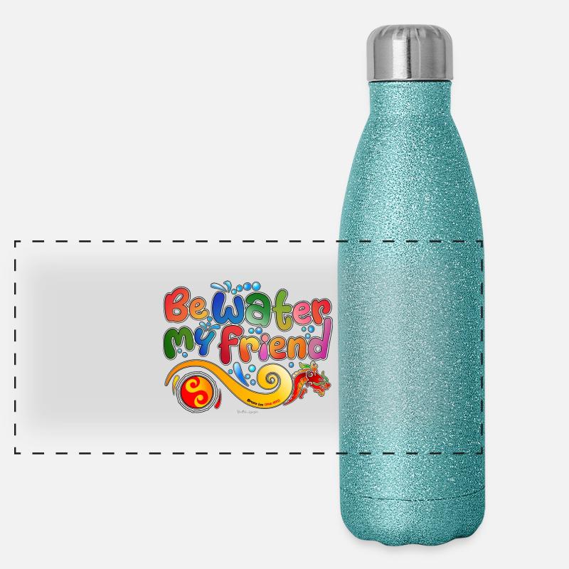 Hommage an Bruce Lee Panorama Glitzer Isolierflasche 500 ml