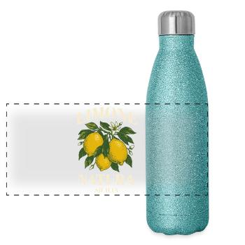 Limone Natura Sizilien - Panorama Glitzer Isolierflasche 500 ml - Blau Glitzer - Vorne