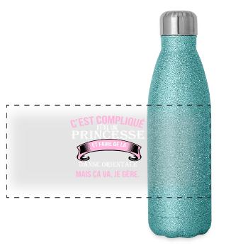 Danse orientale - Gourde isotherme panoramique pailletée 500 ml - paillettes bleues - Devant