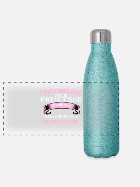 Danse orientale - Gourde isotherme panoramique pailletée 500 ml - paillettes bleues - Devant