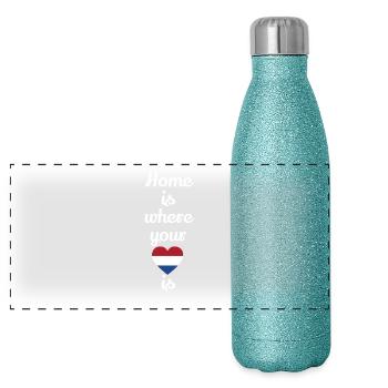 amour cadeau cœur l'amour de la maison holland - Gourde isotherme panoramique pailletée 500 ml - paillettes bleues - Devant