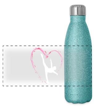 Eiskunstlauf Schlittschuhlauf Eis Figuren Tanz - Panorama Glitzer Isolierflasche 500 ml - Blau Glitzer - Vorne