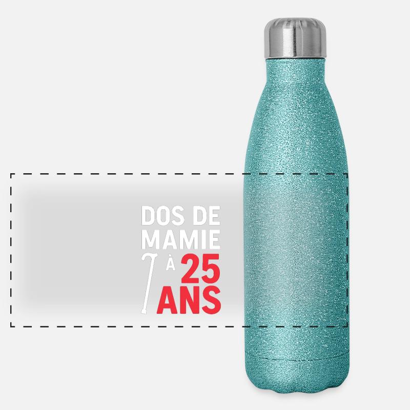 Dos de mamie à 25 ans Gourde isotherme panoramique pailletée 500 ml