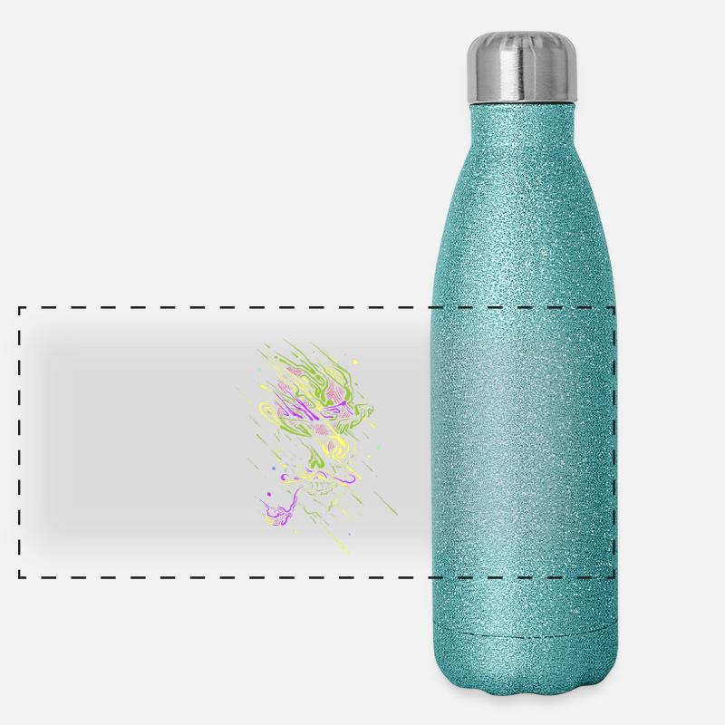 Crâne néon graffiti éclatant Gourde isotherme panoramique pailletée 500 ml
