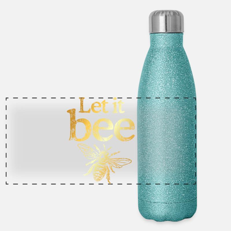 Let it Bee (vintage / golden yellow) bee apiary beekeeper Panoramic Glitter Thermal Bottle 500 ml