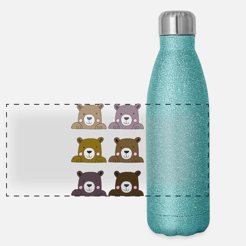 bären lustig Panorama Glitzer Isolierflasche 500 ml
